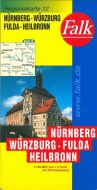 Falk Regionalkarten Deutschland Blad 12: Nürnberg, Würzburg, Fulda